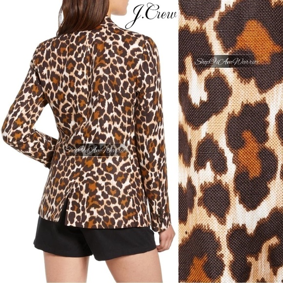 J.Crew Parke linen blend leopard print one button blazer *shop@iamwarrior - Picture 4 of 14